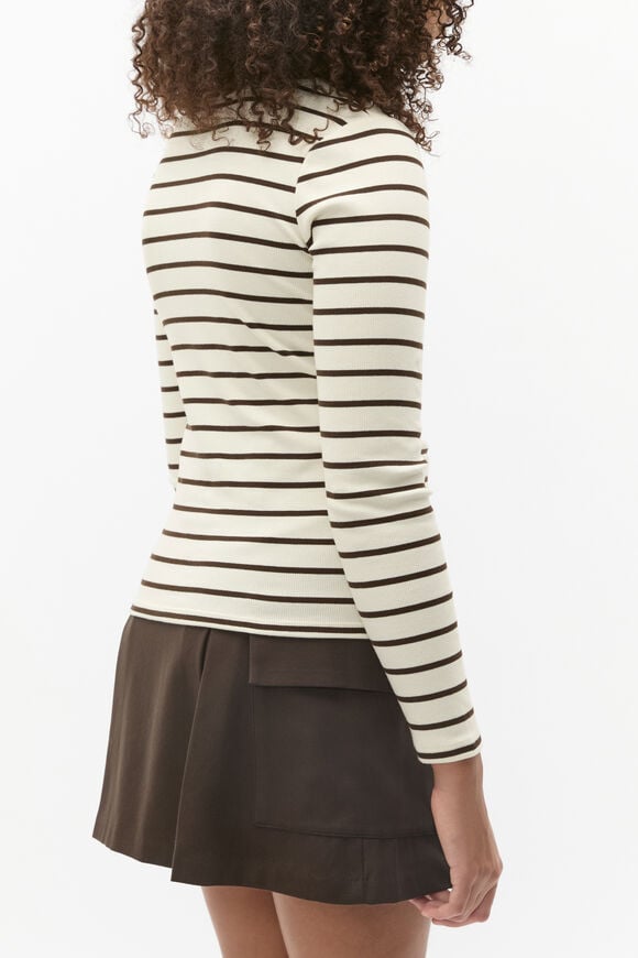 Square Neck Stripe Tee  Dark Espresso  hi-res