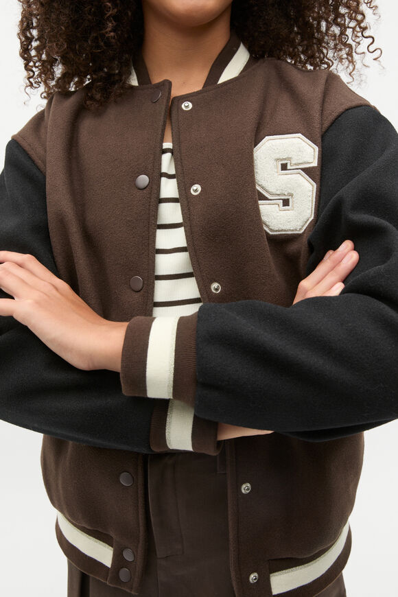 Varsity Bomber  Dark Espresso  hi-res
