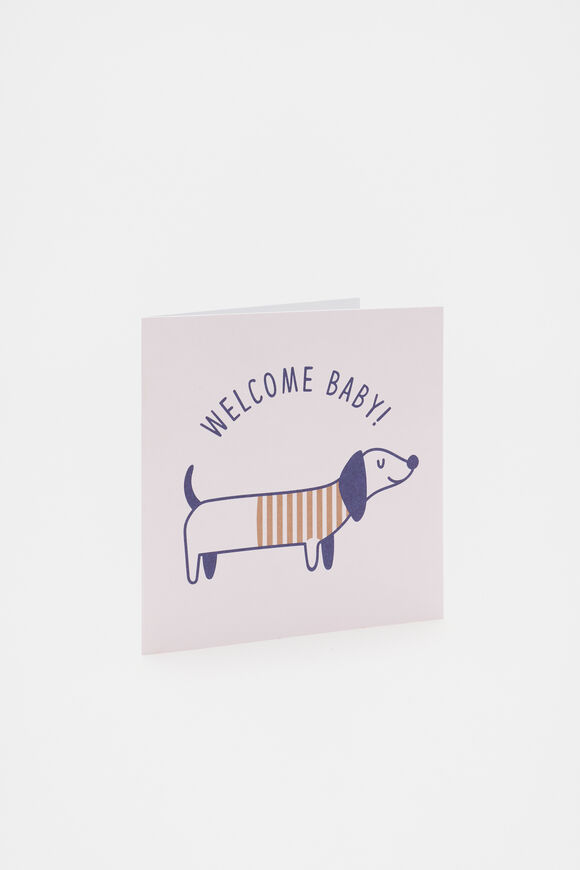Welcome Baby Sausage Dog Card  Multi  hi-res