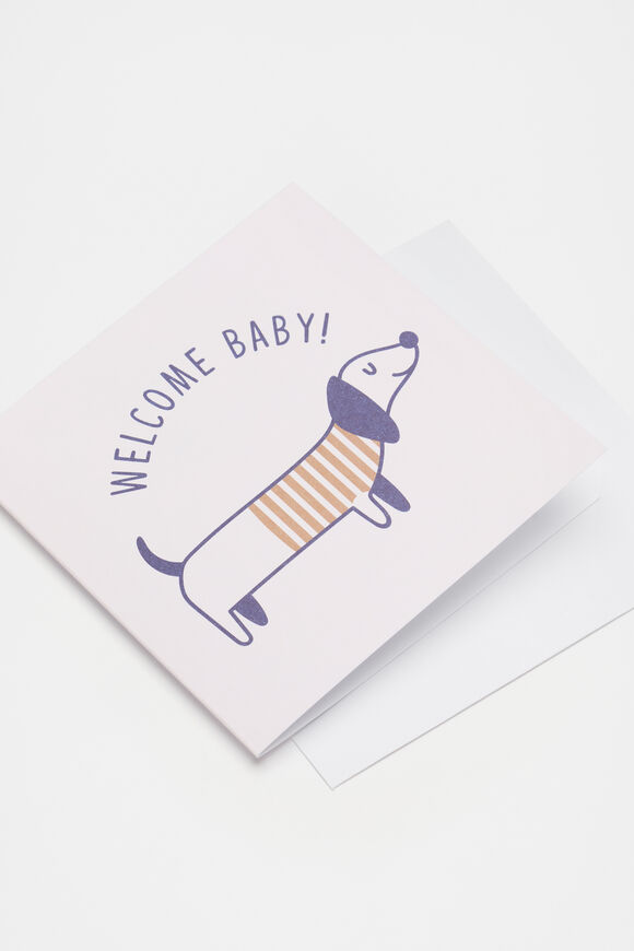 Welcome Baby Sausage Dog Card  Multi  hi-res
