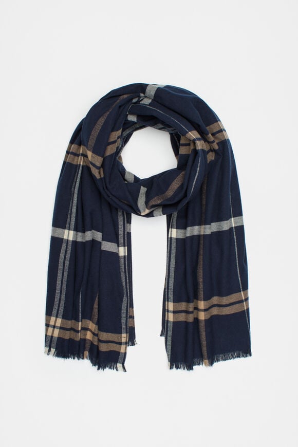Multi Check Scarf  Twilight Blue  hi-res