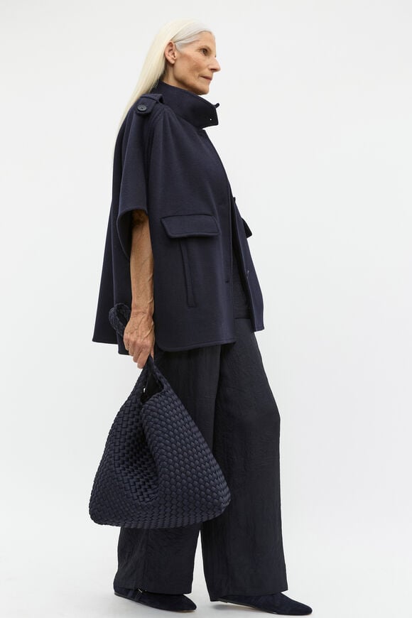 Wool Trench Cape  Twilight Blue  hi-res