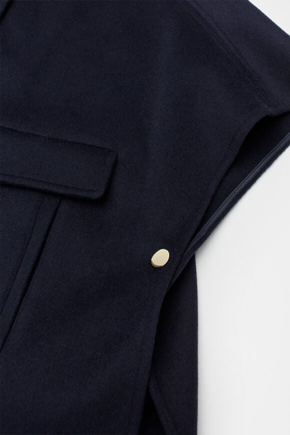 Wool Trench Cape  Twilight Blue  hi-res