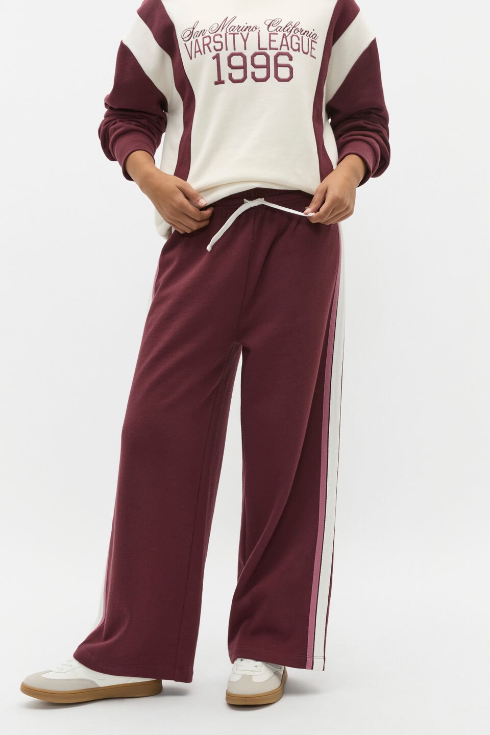 Side Stripe Track Pant  Deep Berry