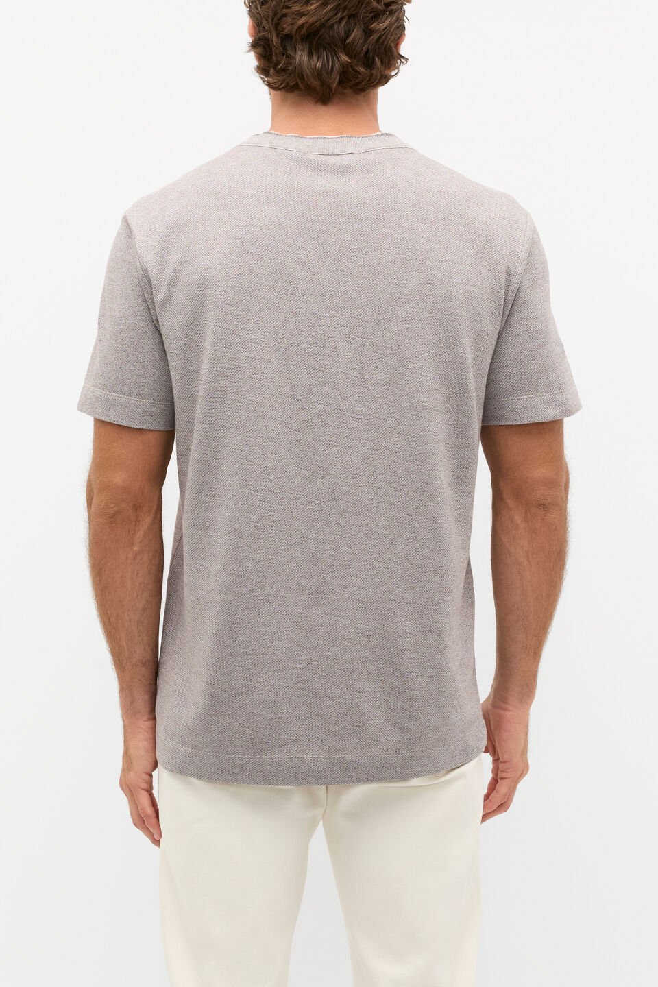 Tipped Collar Tee  Pale Mocha Marle