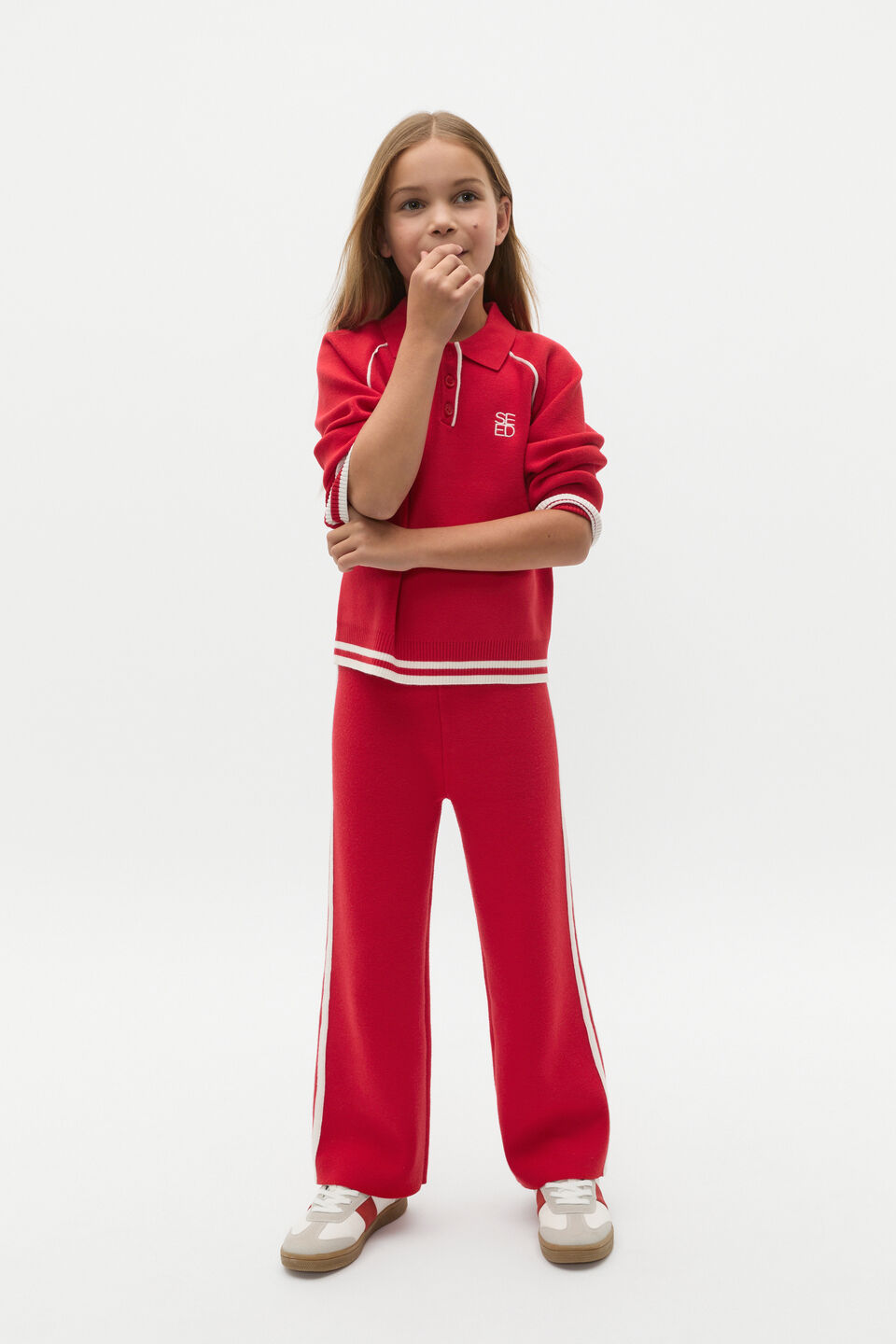 Sporty Knit Sweater  Chilli Red