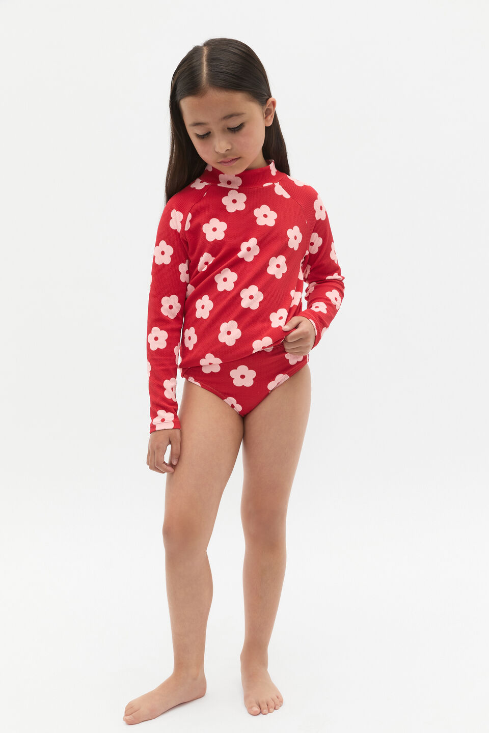 Flower Rashsuit Set  Chilli Red