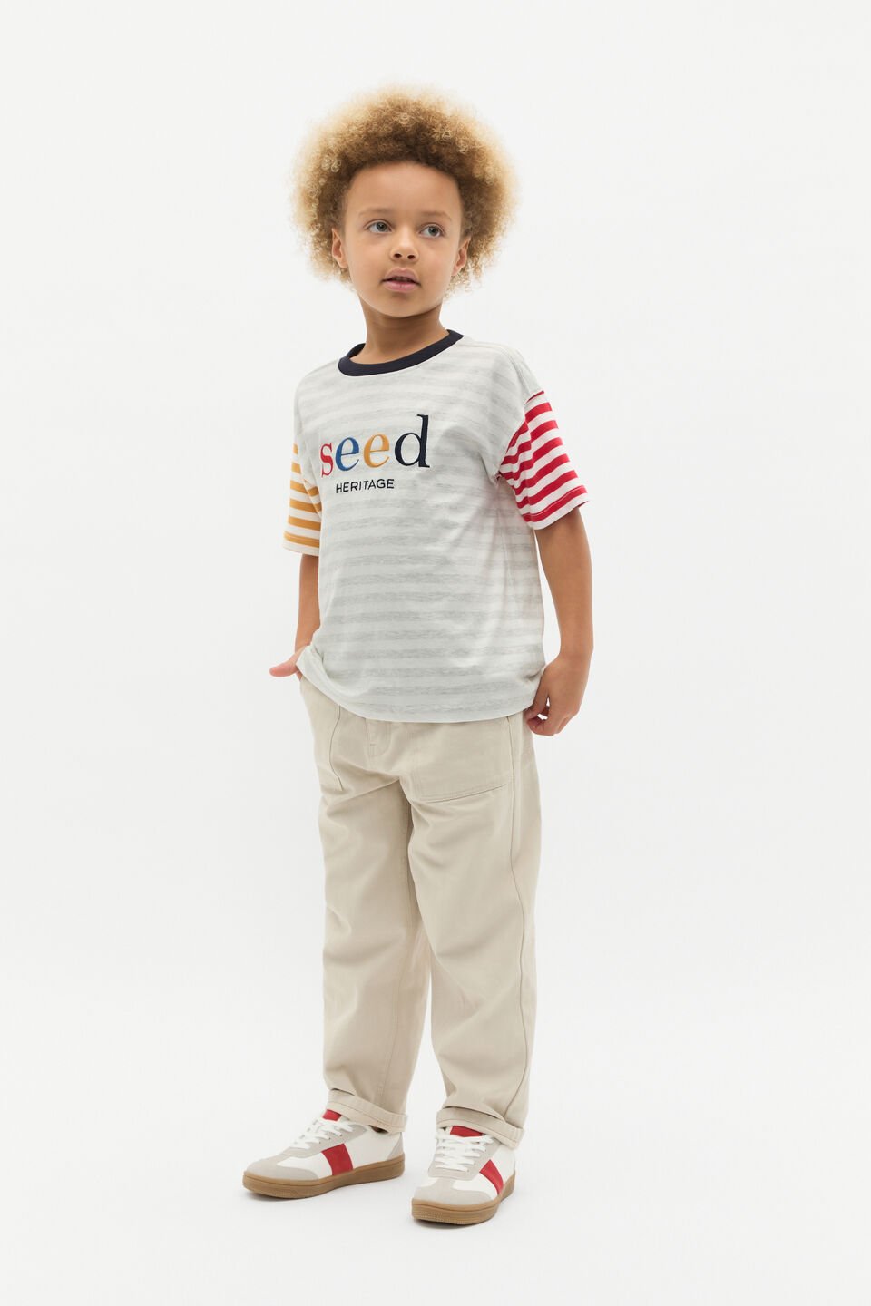 Colourblock Tee  Light Grey Marle