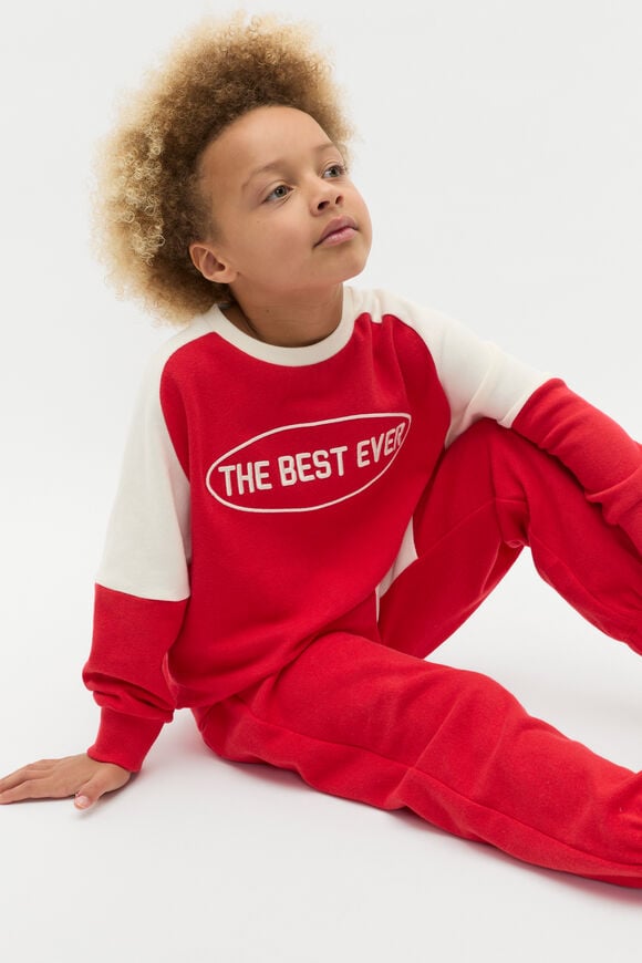 Oversized Colourblock Sweat  Chilli Red  hi-res