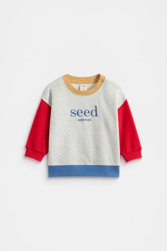 Colourblock Logo Sweat  Light Grey Marle  hi-res
