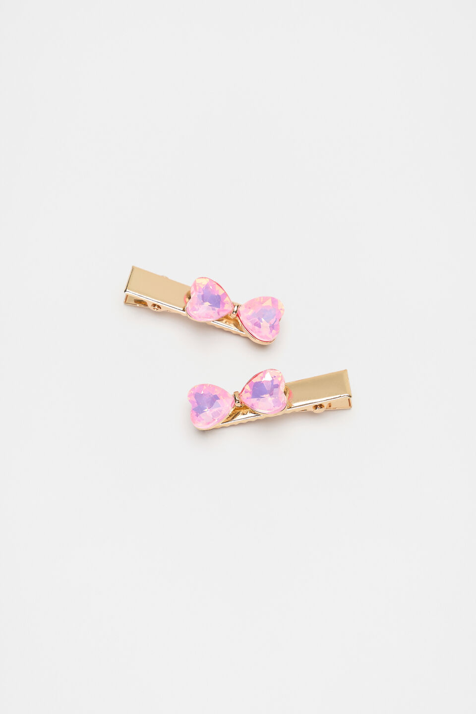 Crystal Bow Heart Duck Clips  Candy Pink