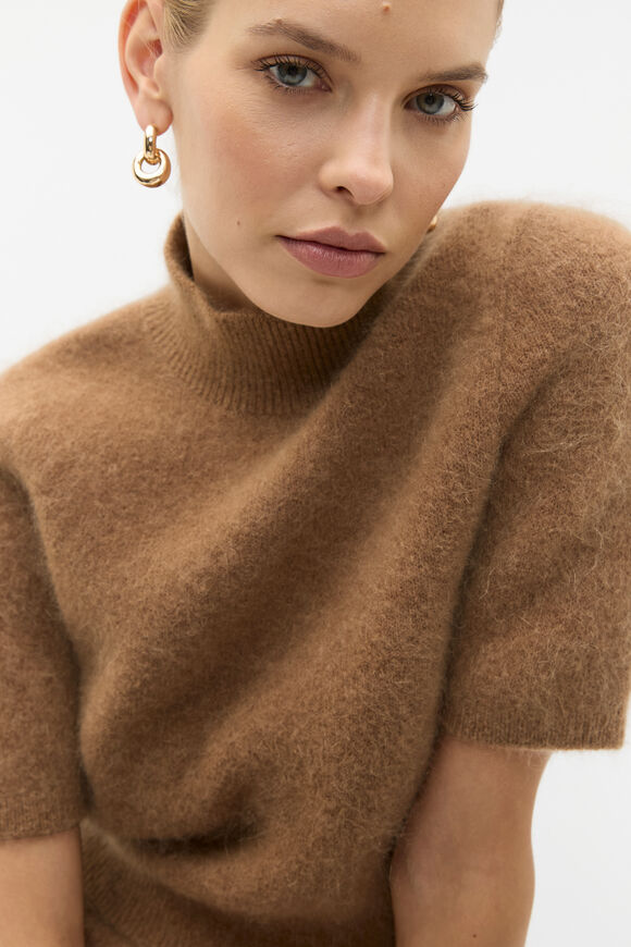Mock Neck Knitted Top  Amaretto Marle  hi-res