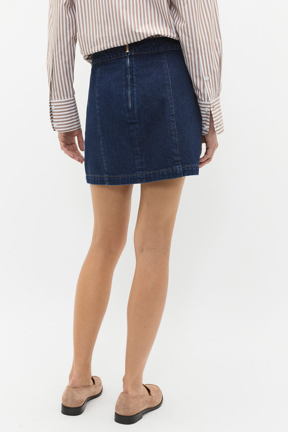 Denim Button Through Mini Skirt  Twilight Blue Wash  hi-res