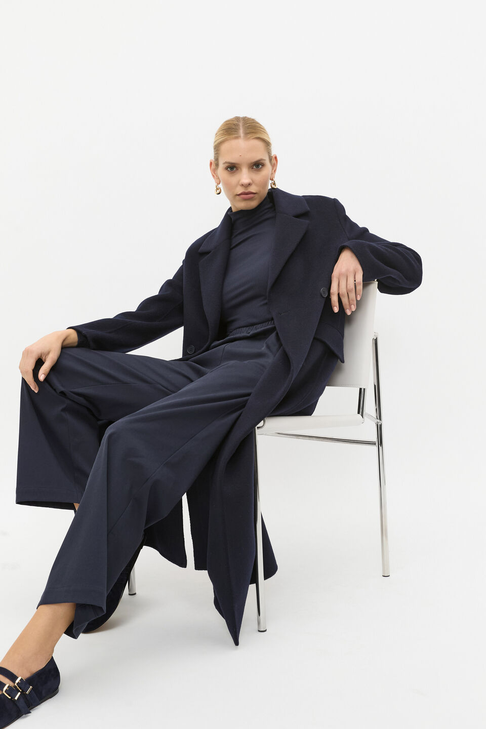 Casual Wide Leg Pant  Twilight Blue
