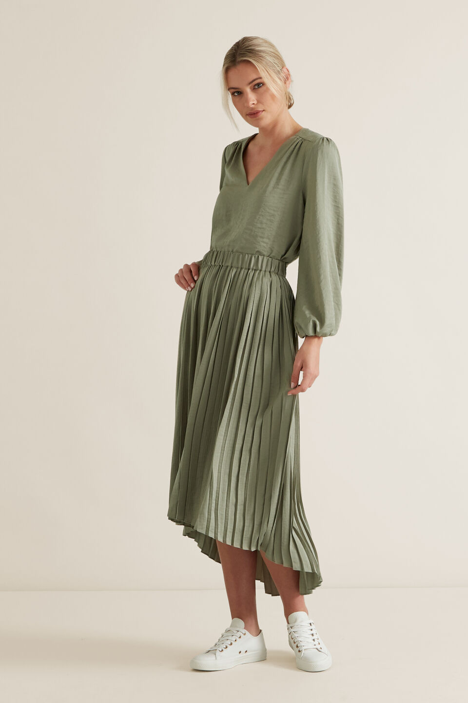 Gathered V Neck Blouse  