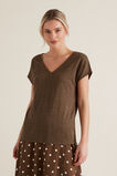V Neck Linen Tee    hi-res