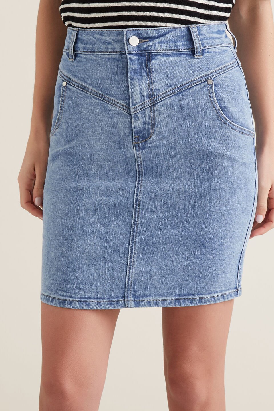 Stitch Denim Skirt  