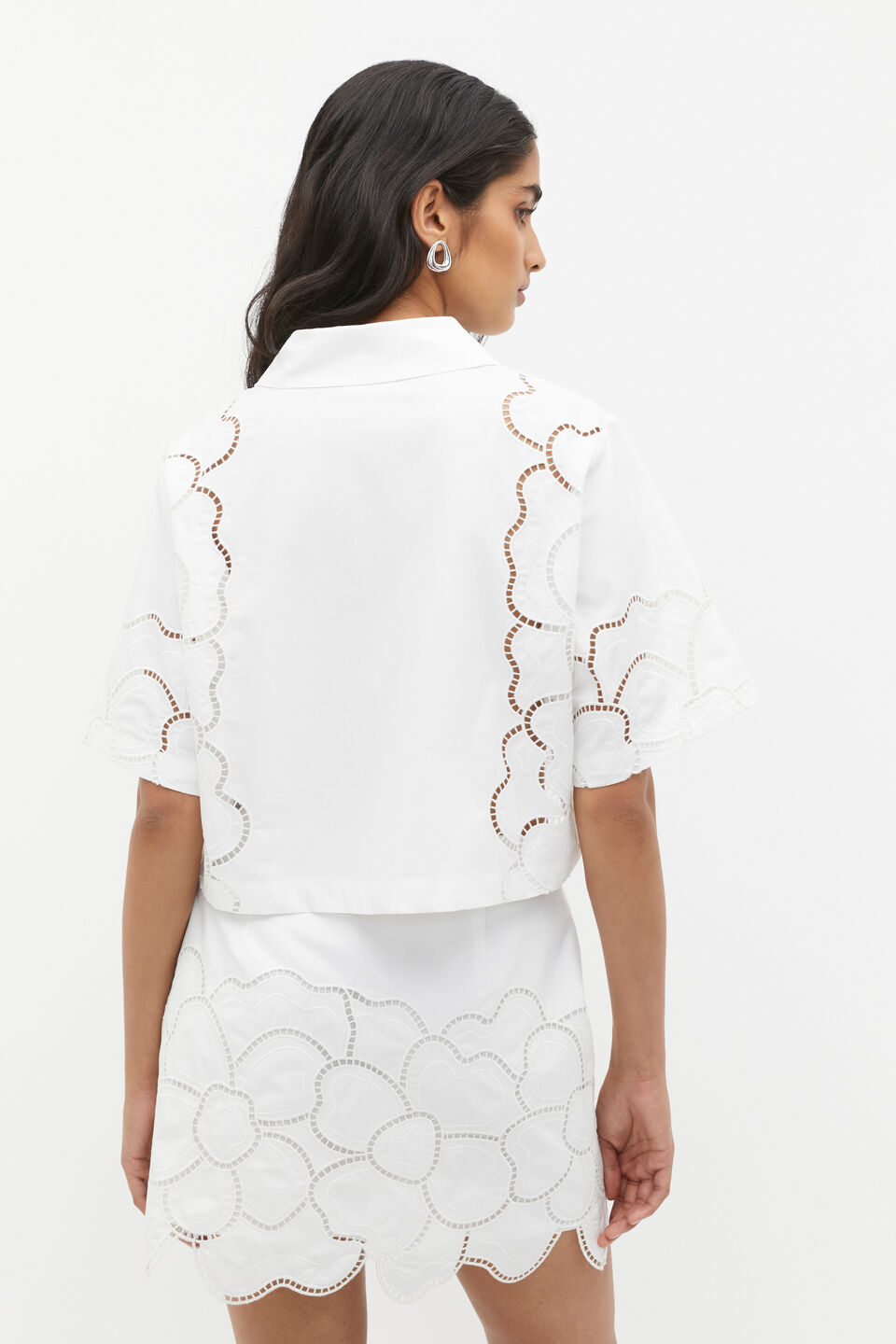 Lace Broderie Shirt  Whisper White