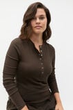 Core Rib Henley Top  Dark Espresso  hi-res