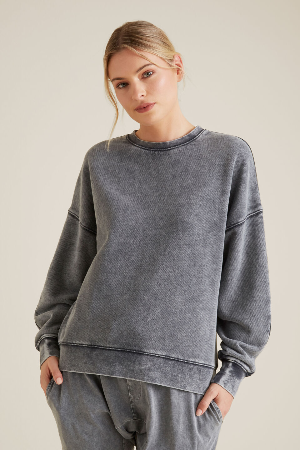 Acid Wash Terry Sweater  