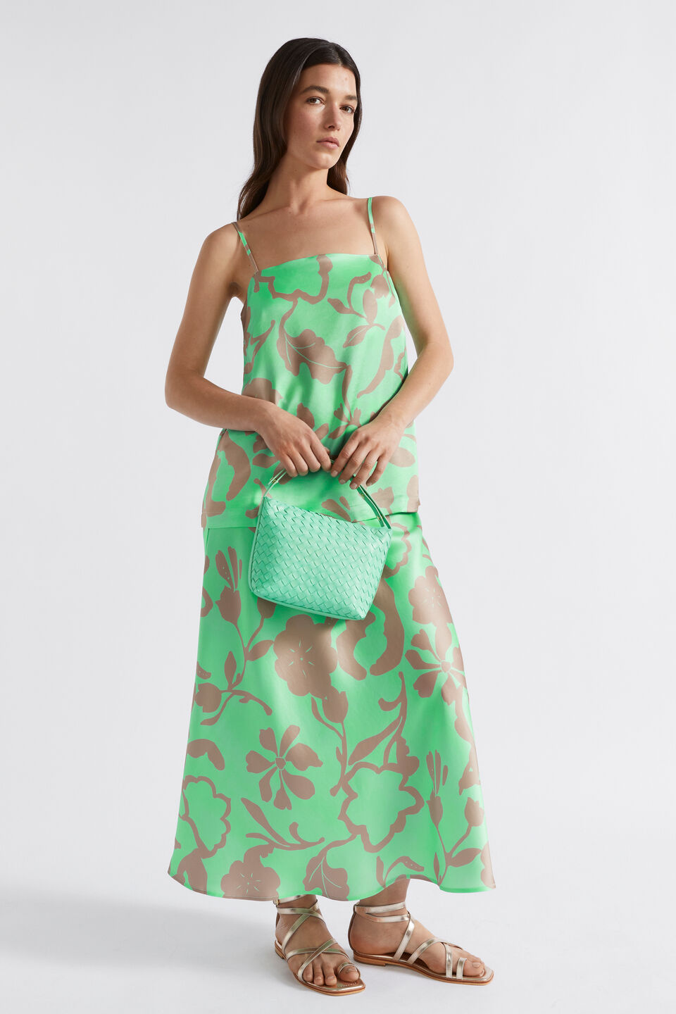 Satin Floral Camisole  Key Lime Floral