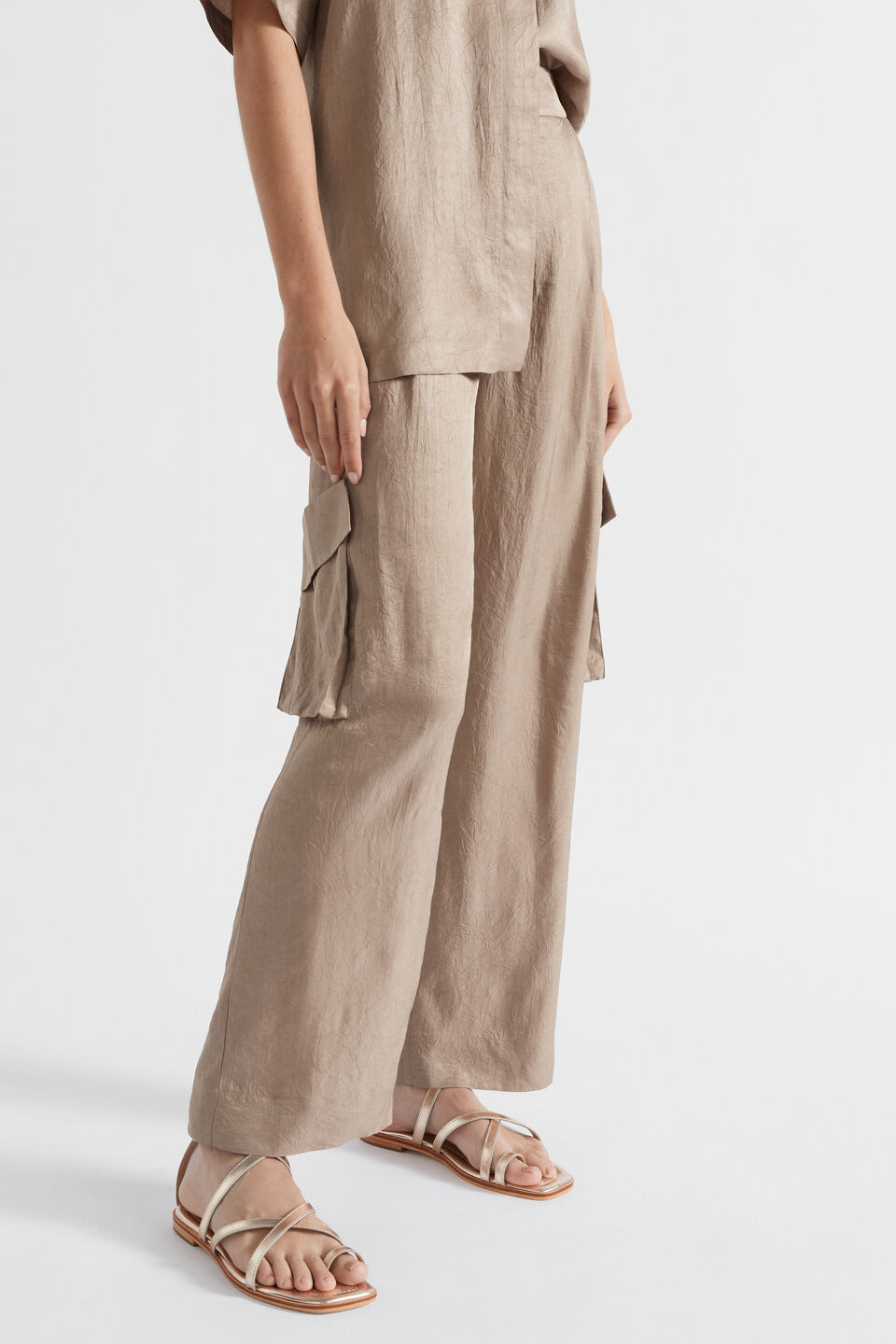 Satin Cargo Pant  Cookie