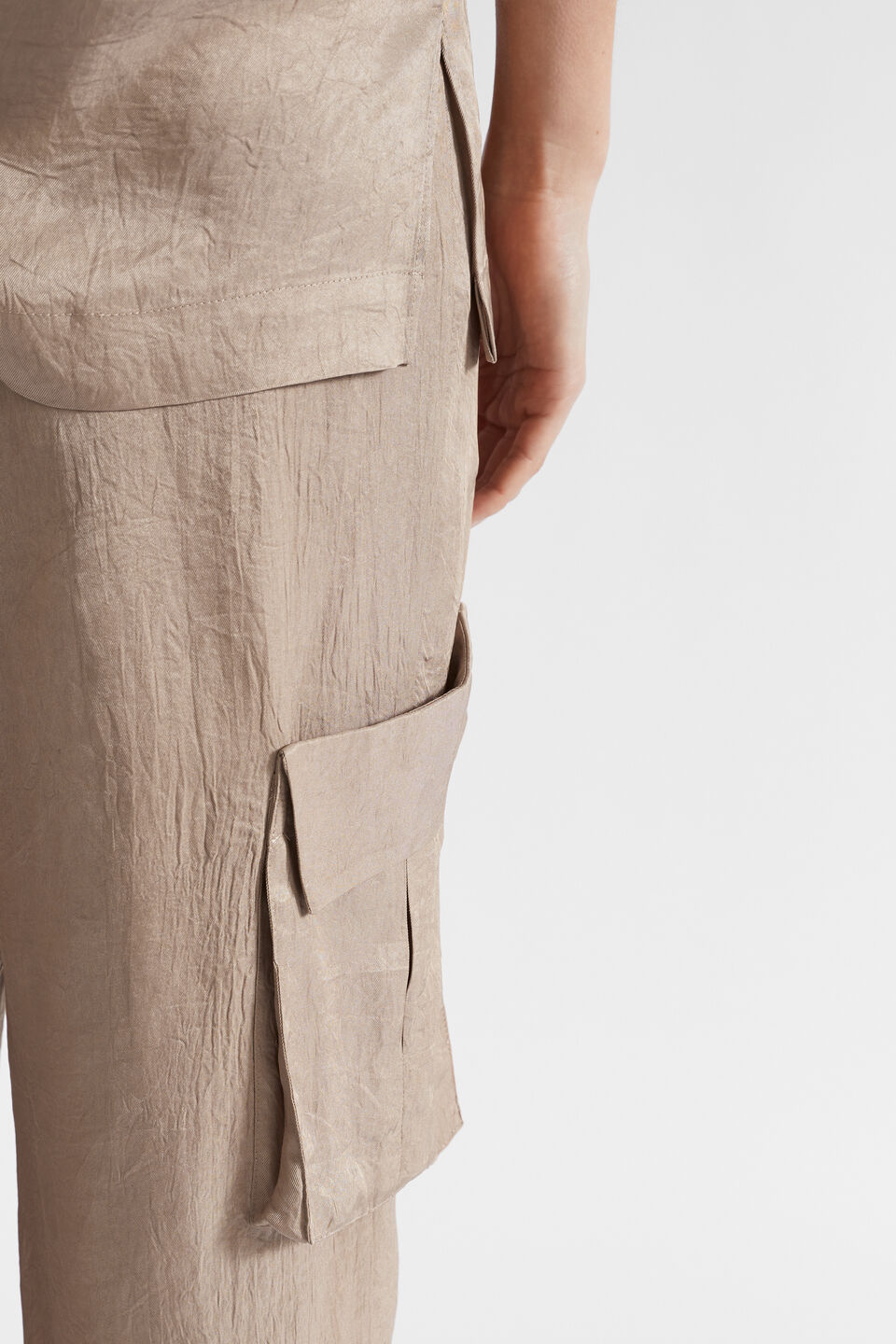 Satin Cargo Pant  Cookie