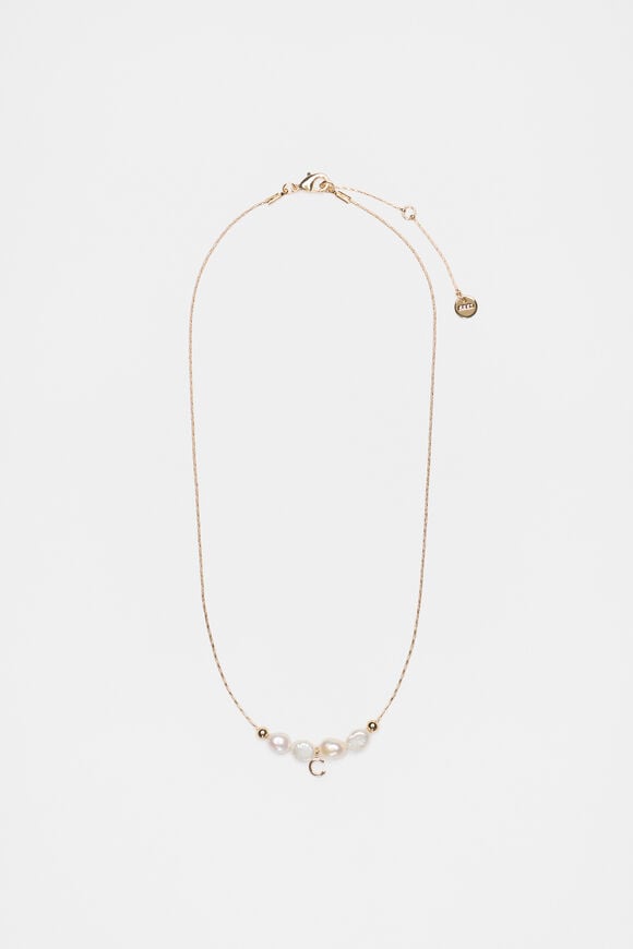 Fine Pearl Initial Necklace  C  hi-res
