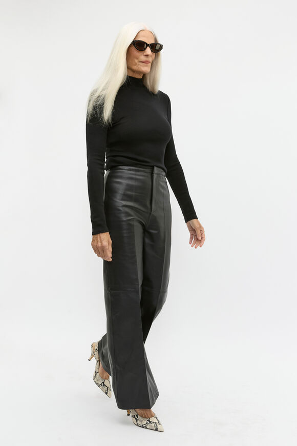 Australian Merino Mock Neck Top  Black  hi-res