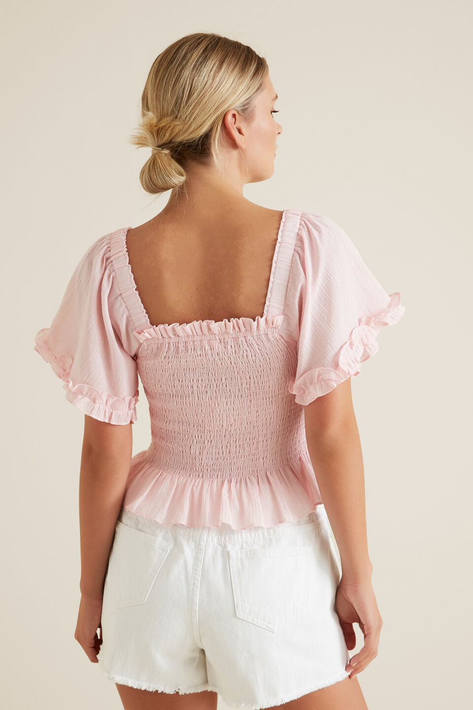 Shirred Mini Stripe Top  