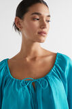 Linen Drawstring Top  Peacock Blue  hi-res