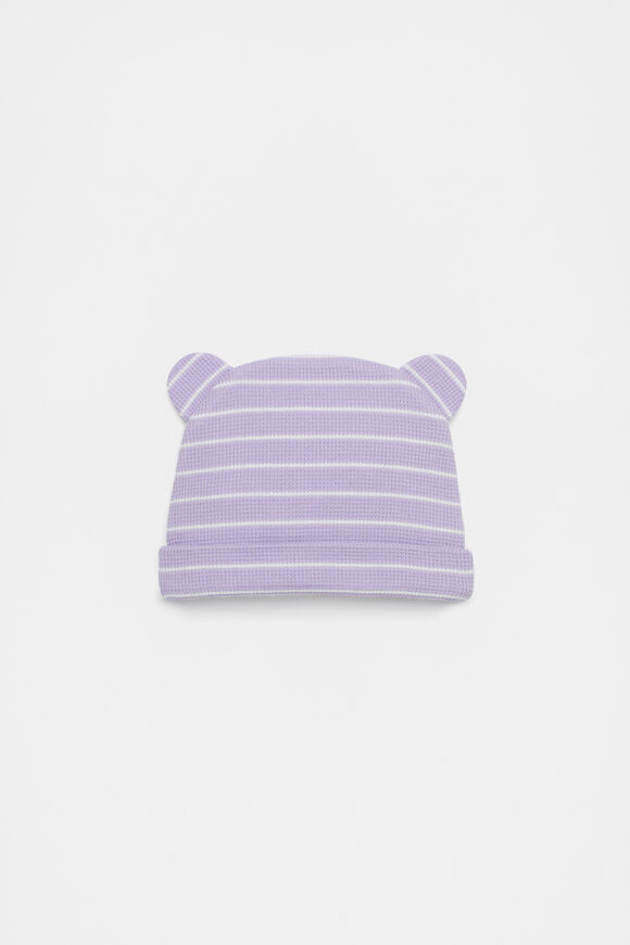Stripe Waffle Beanie  Bright Lavender  hi-res