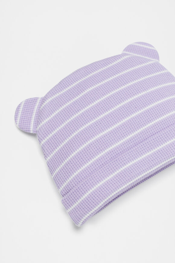 Stripe Waffle Beanie  Bright Lavender  hi-res
