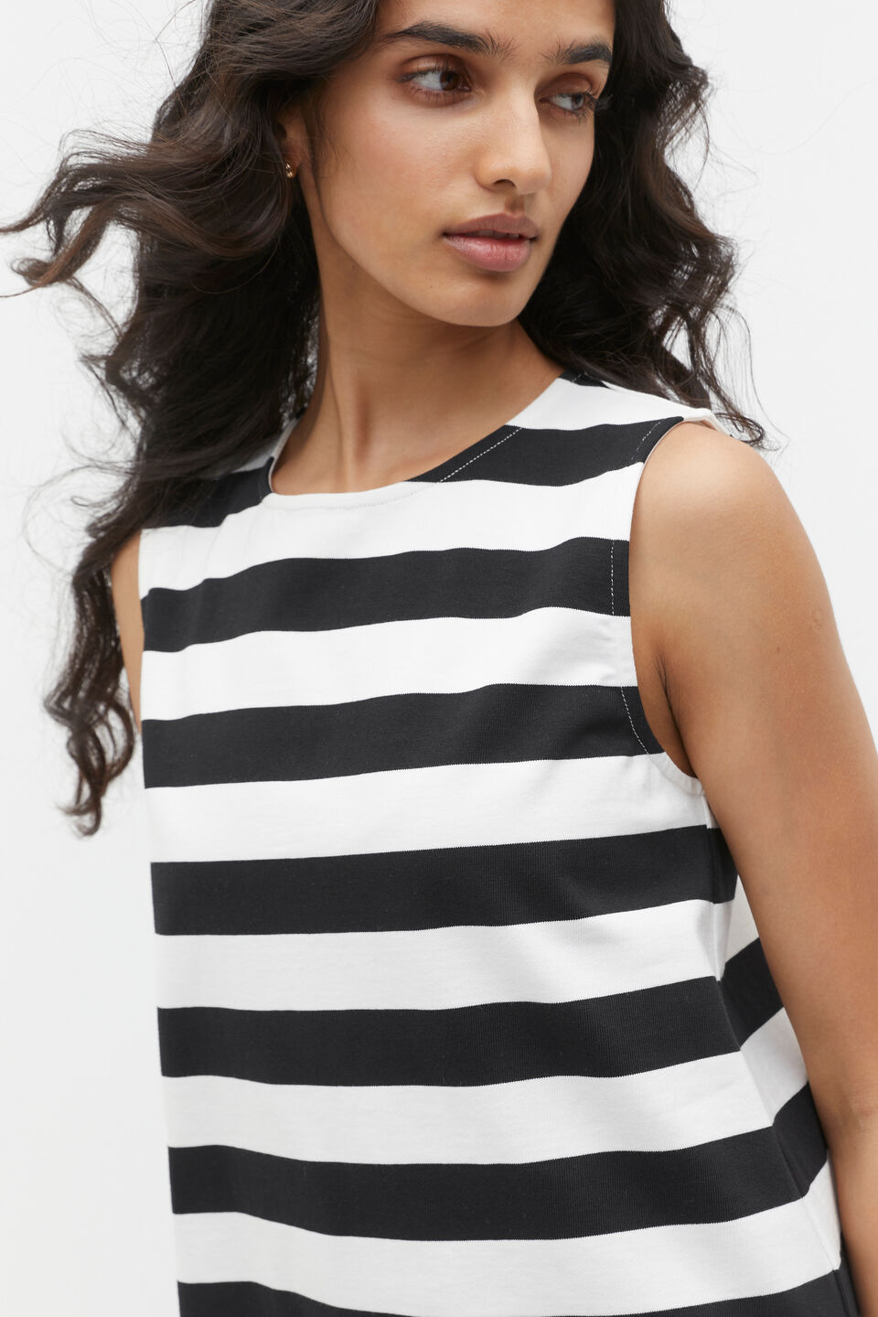 Jersey Mini Shift Dress  Black Stripe