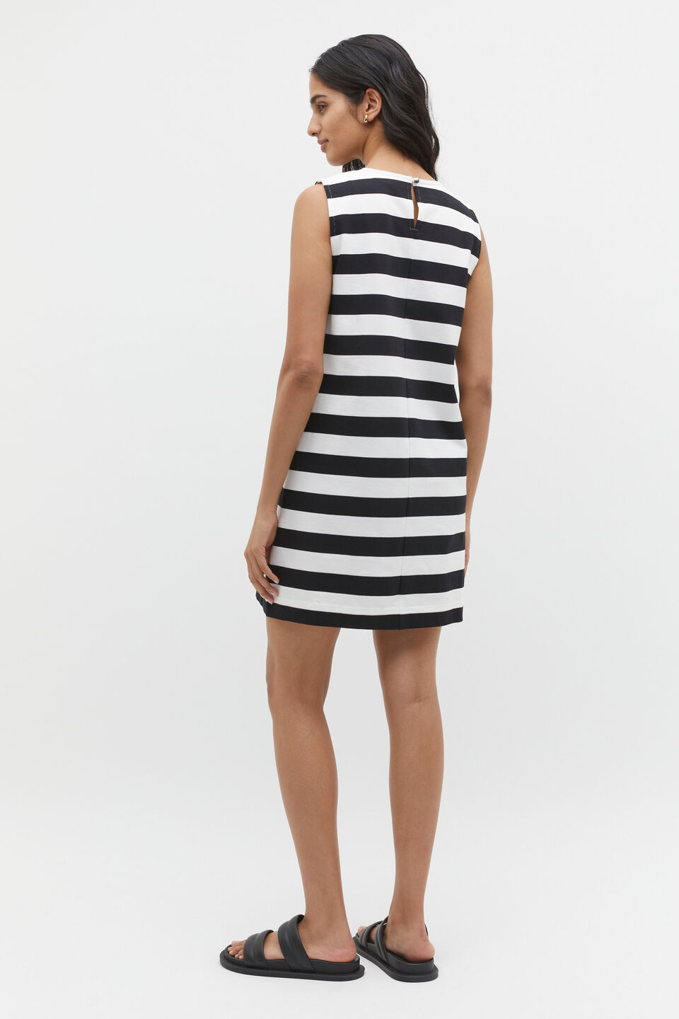 Jersey Mini Shift Dress  Black Stripe