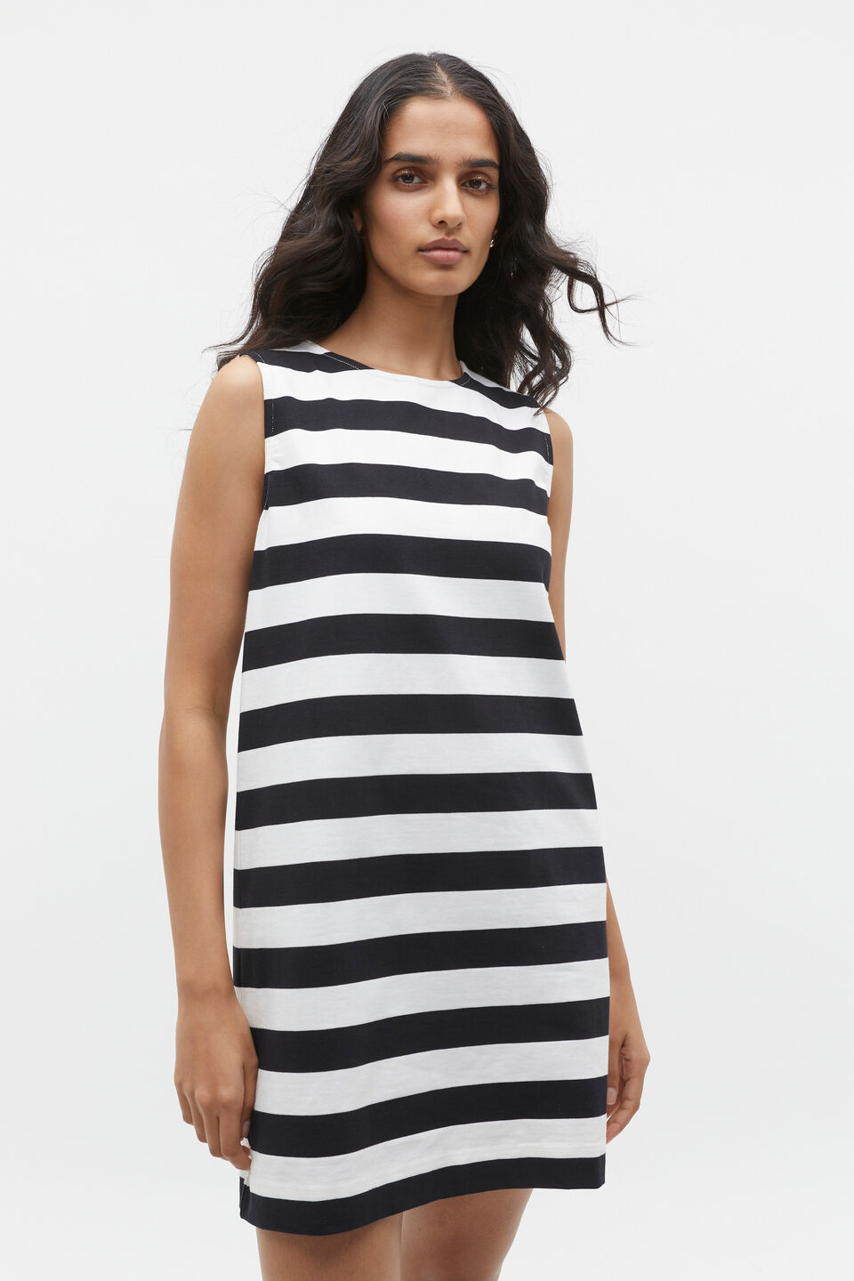 Jersey Mini Shift Dress  Black Stripe