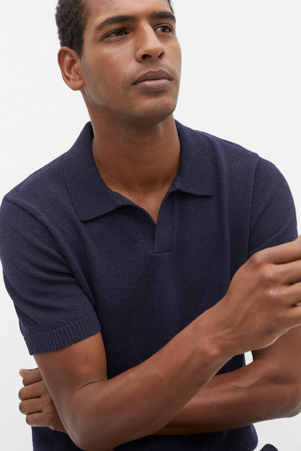Textured Trophy Polo  Midnight Blue