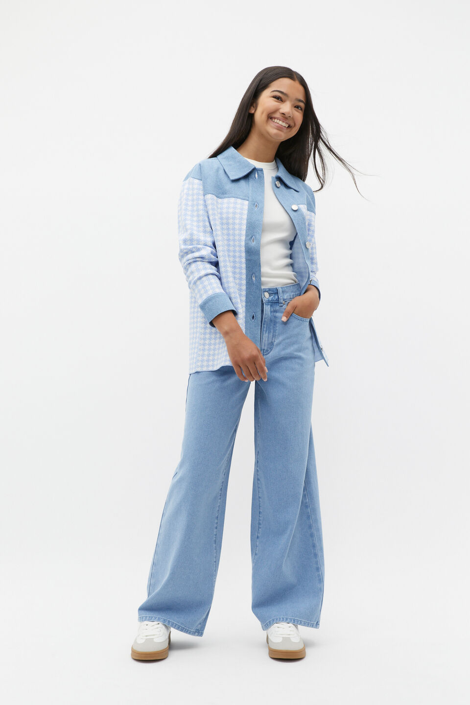 Houndstooth Spliced Jacket  Blue Jay