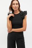 Voile Ruffle Tee  Black  hi-res