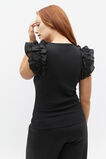 Voile Ruffle Tee  Black  hi-res