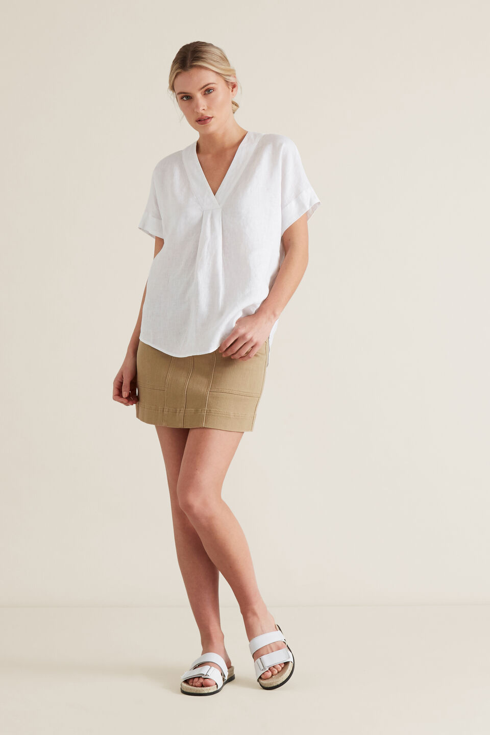 V Neck Linen Top  