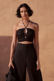 Linen Gathered Bodice  Black  hi-res
