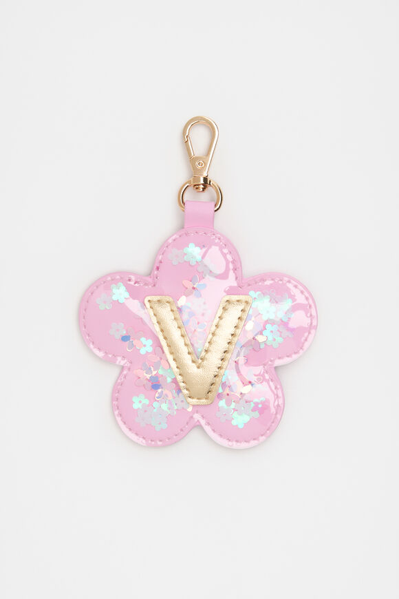 Flower Initial Keyring  V  hi-res