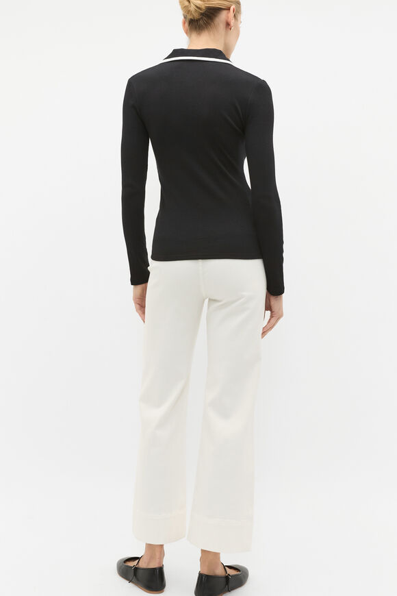 Contrast Rib Polo  Black  hi-res