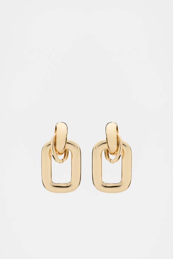 Rounded Rectangle Earring  Gold  hi-res