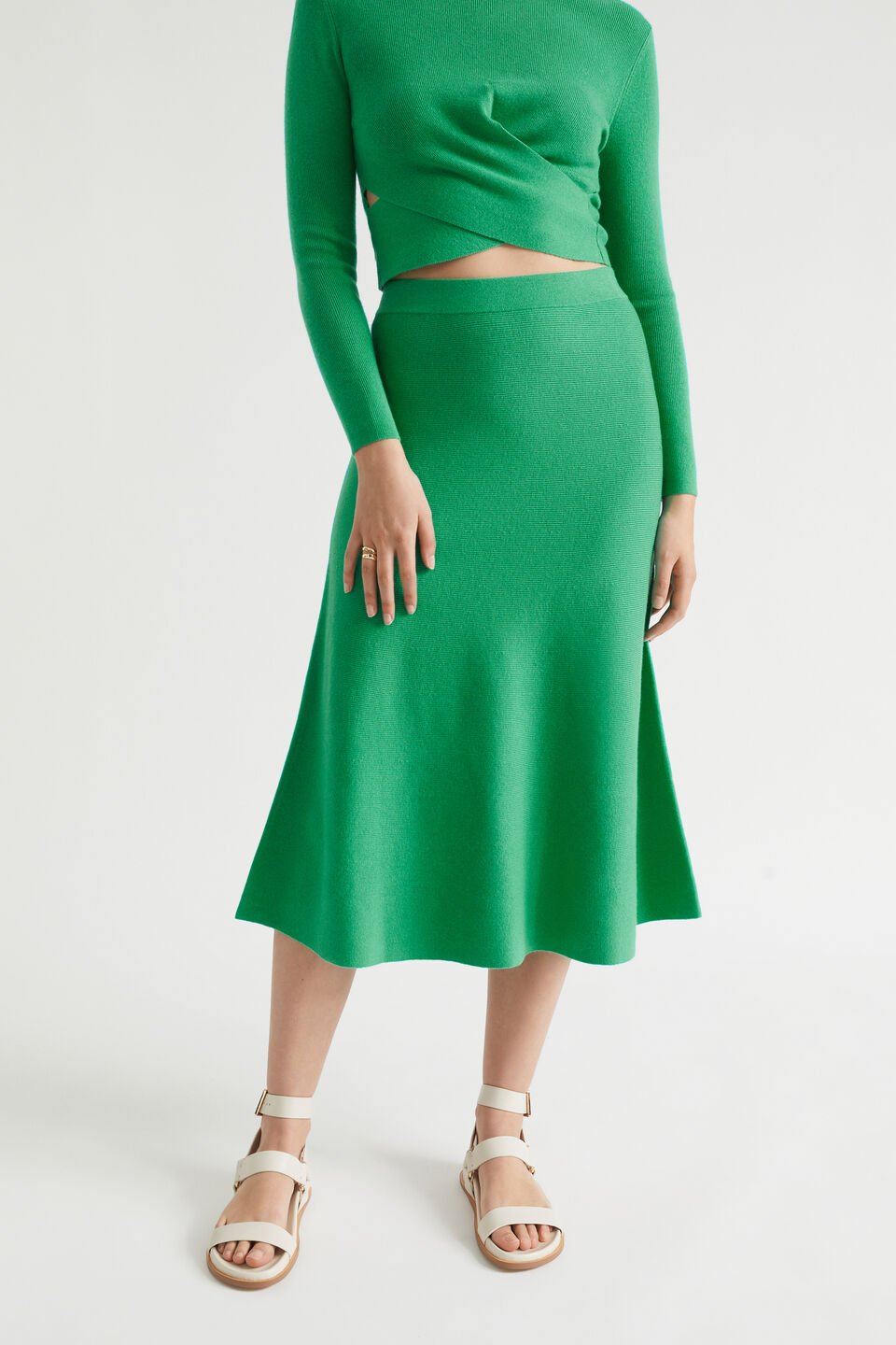Knit Flared Skirt  Bright Mint