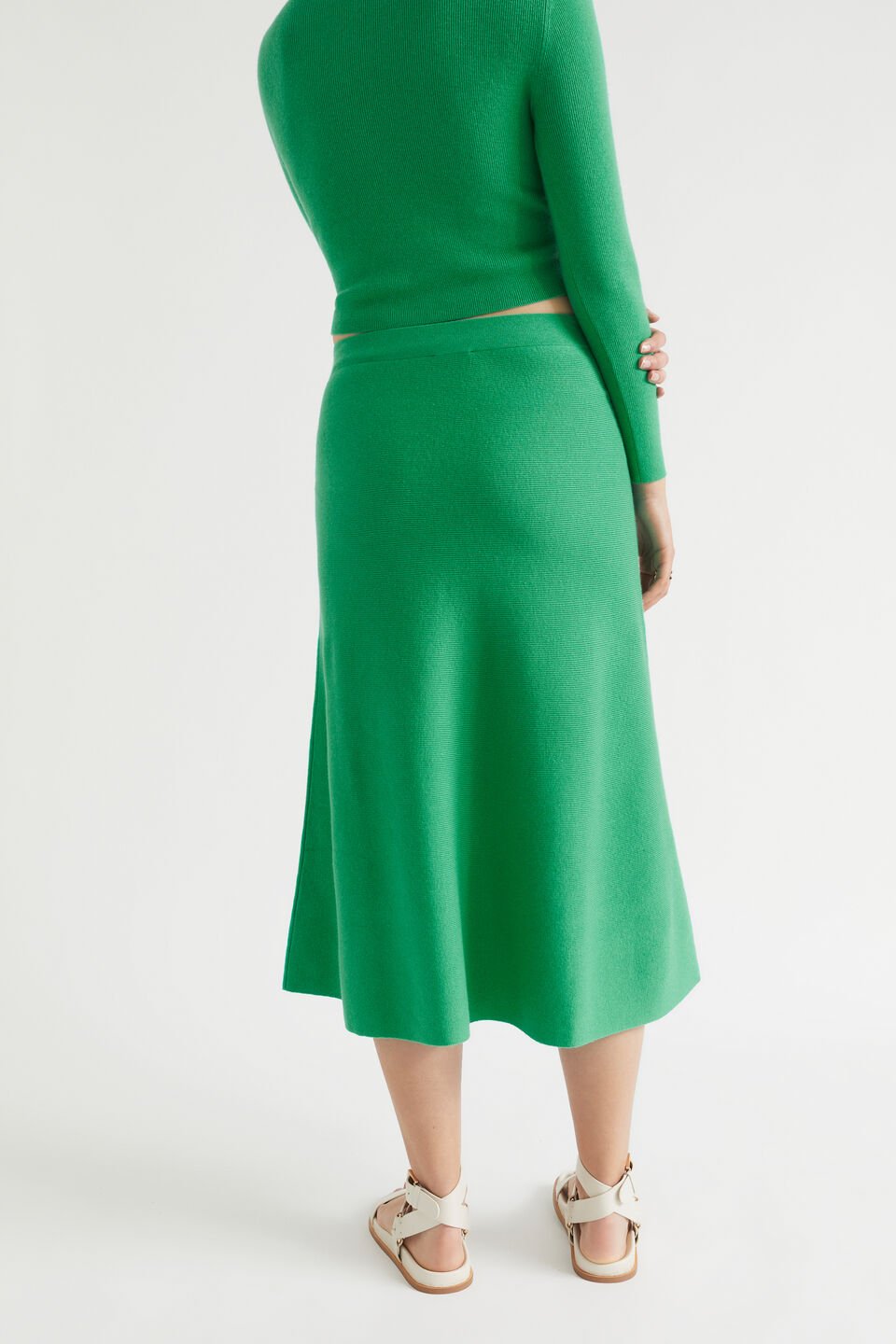 Knit Flared Skirt  Bright Mint