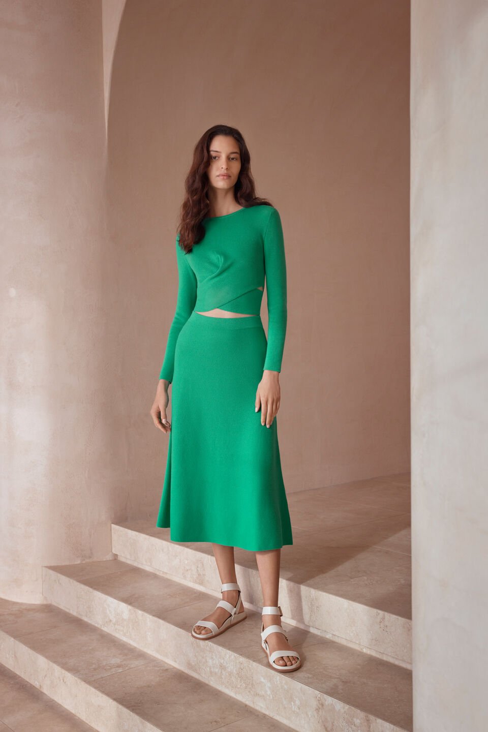 Knit Flared Skirt  Bright Mint