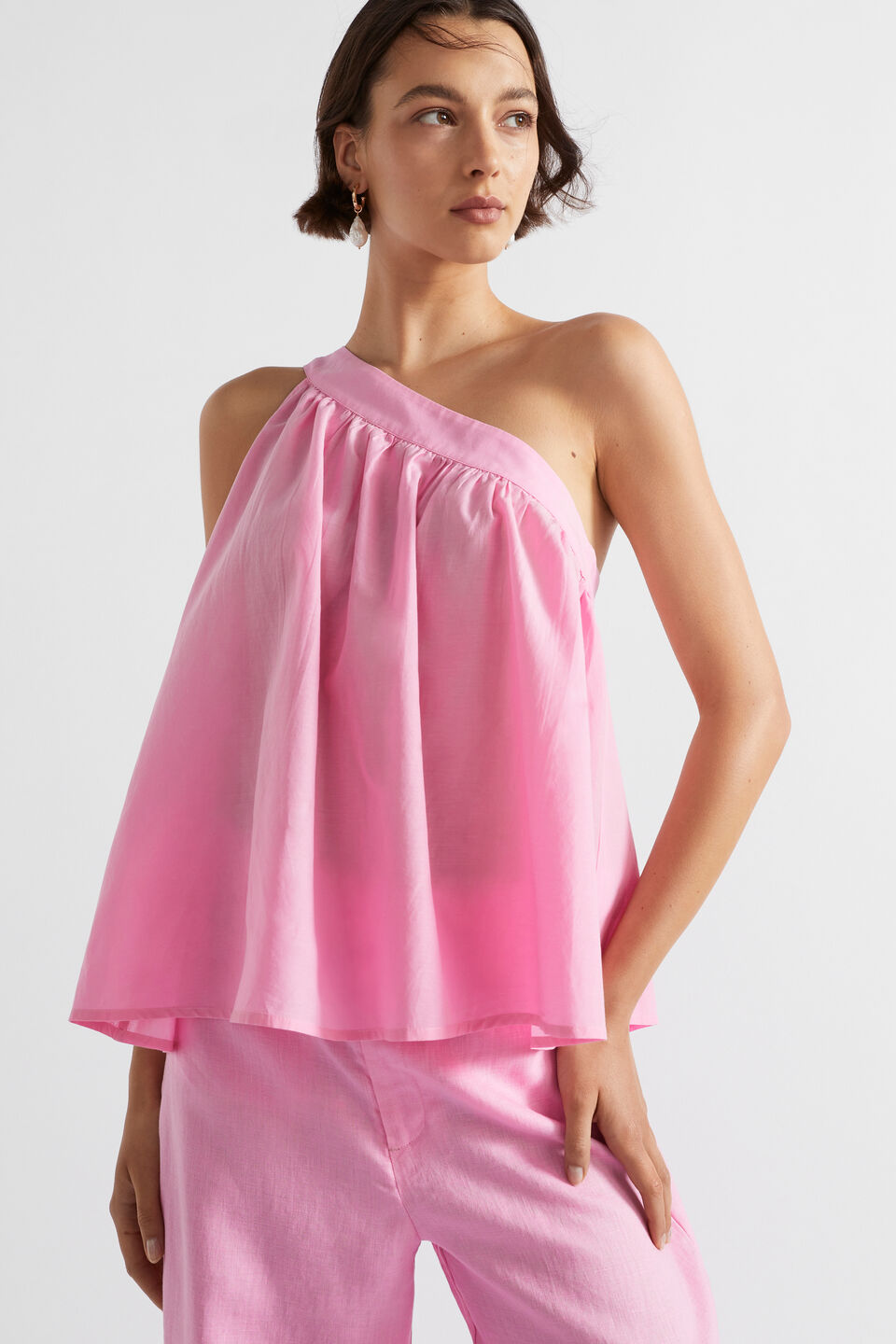 Voile Tie Shoulder Top  Pink Gin