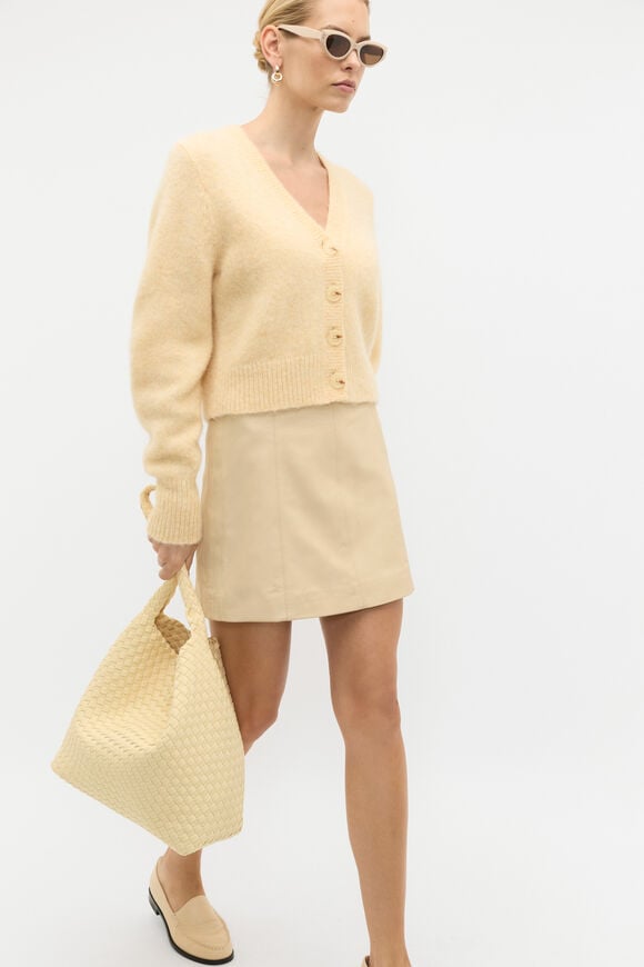 Leather Mini Panel Skirt  Light Marzipan  hi-res